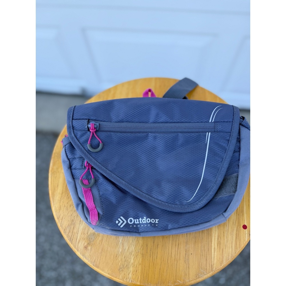 Outdoor Products Blue Ripstop Crossbody Sling Bag PinkAccents Hiking Travel Pack